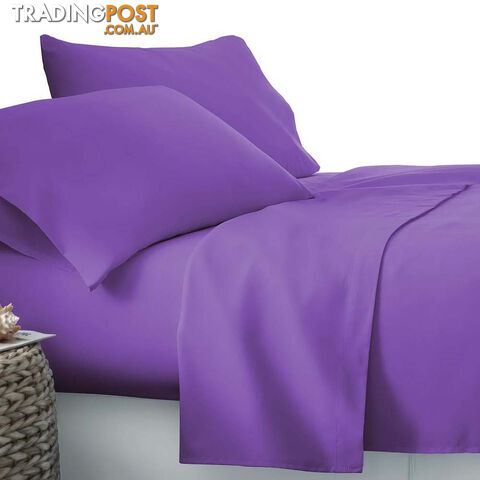 4 Piece Microfibre Sheet Set King  Purple