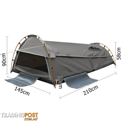 Double Camping Canvas Swag Tent Grey w/ Air Pillow