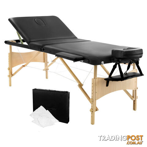 Portable Wooden 3 Fold Massage Table Chair Bed White 70 cm
