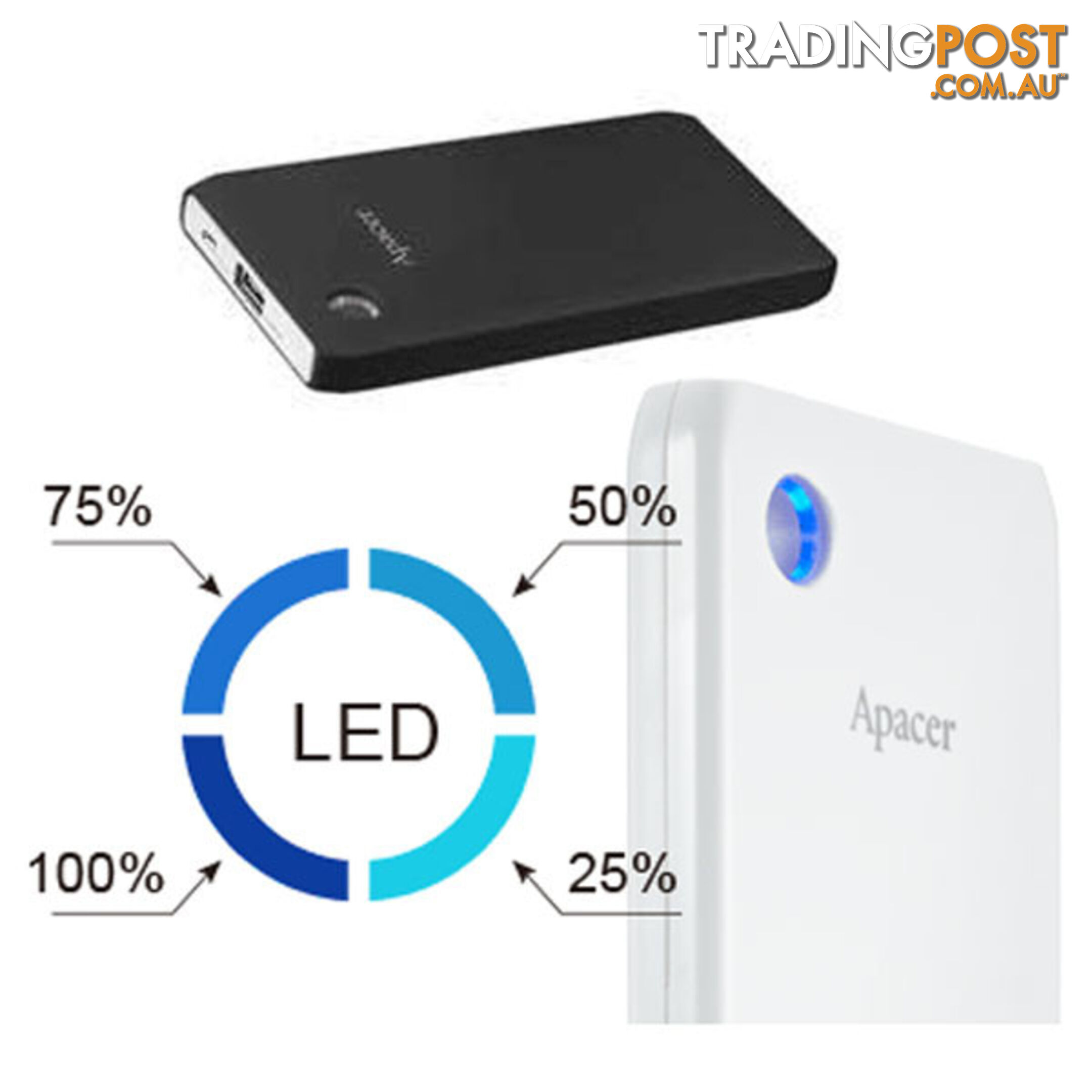 APACER DELUXE PORTABLE POWERBANK 10000MAH BLACK COLOR ( B515 BLACK )