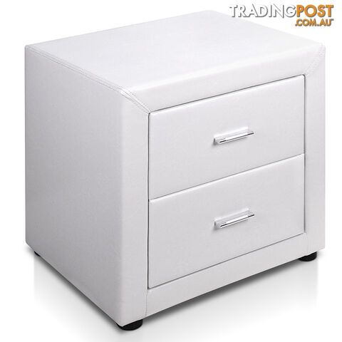 Deluxe PU Leather 2 Drawers Cabinet White