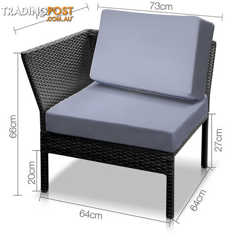 Stackable 6 pcs Brown Wicker Rattan 5 Seater Outdoor Lounge Set Beige
