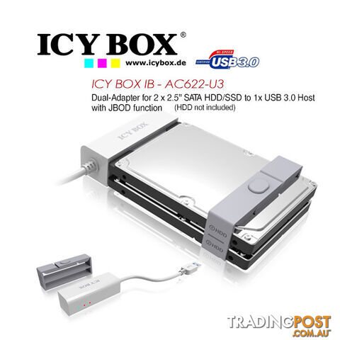 ICY BOX (IB-AC622-U3)Dual-Adapter 2.5 SATA HDD/SSD USB 3.0 Host JBOD Function