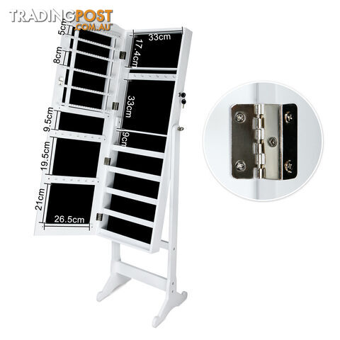 Mirror Jewellery Cabinet Storage 150cm White