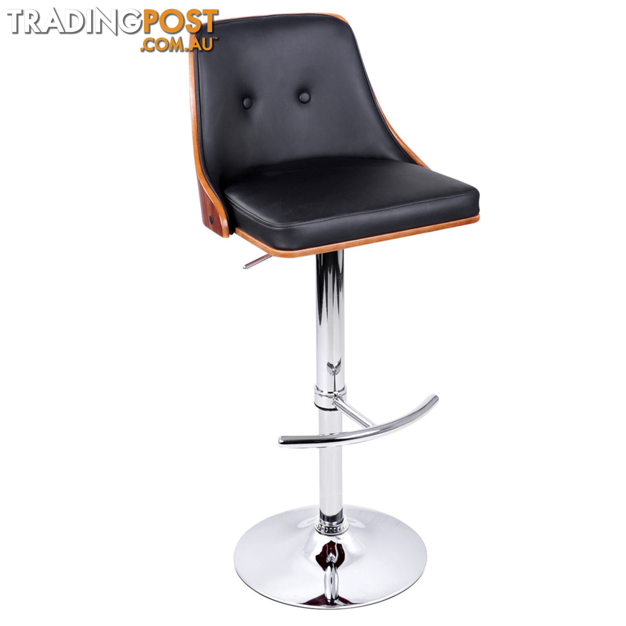 PU Leather Wooden Kitchen Bar Stool Black