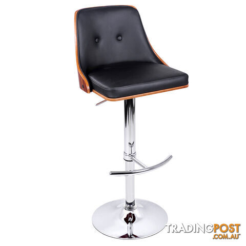 PU Leather Wooden Kitchen Bar Stool Black