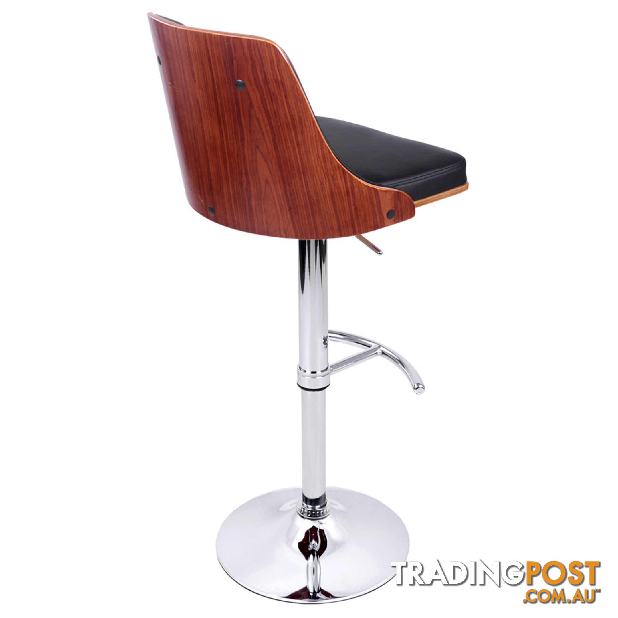 PU Leather Wooden Kitchen Bar Stool Black