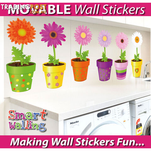 Large Size Flower Pot Wall Stickers - Totally Movable