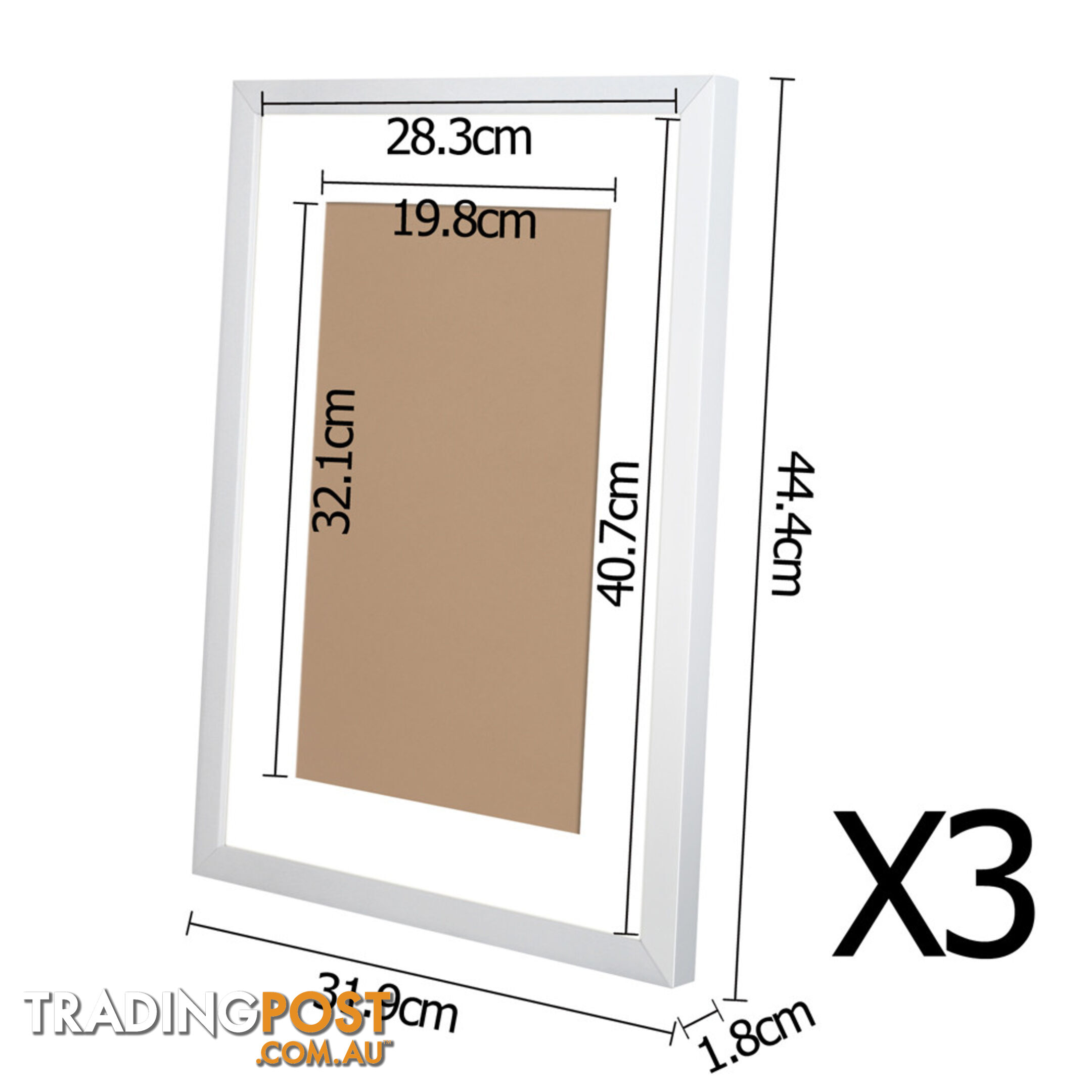 3 pcs Photo Frames Set Wall White