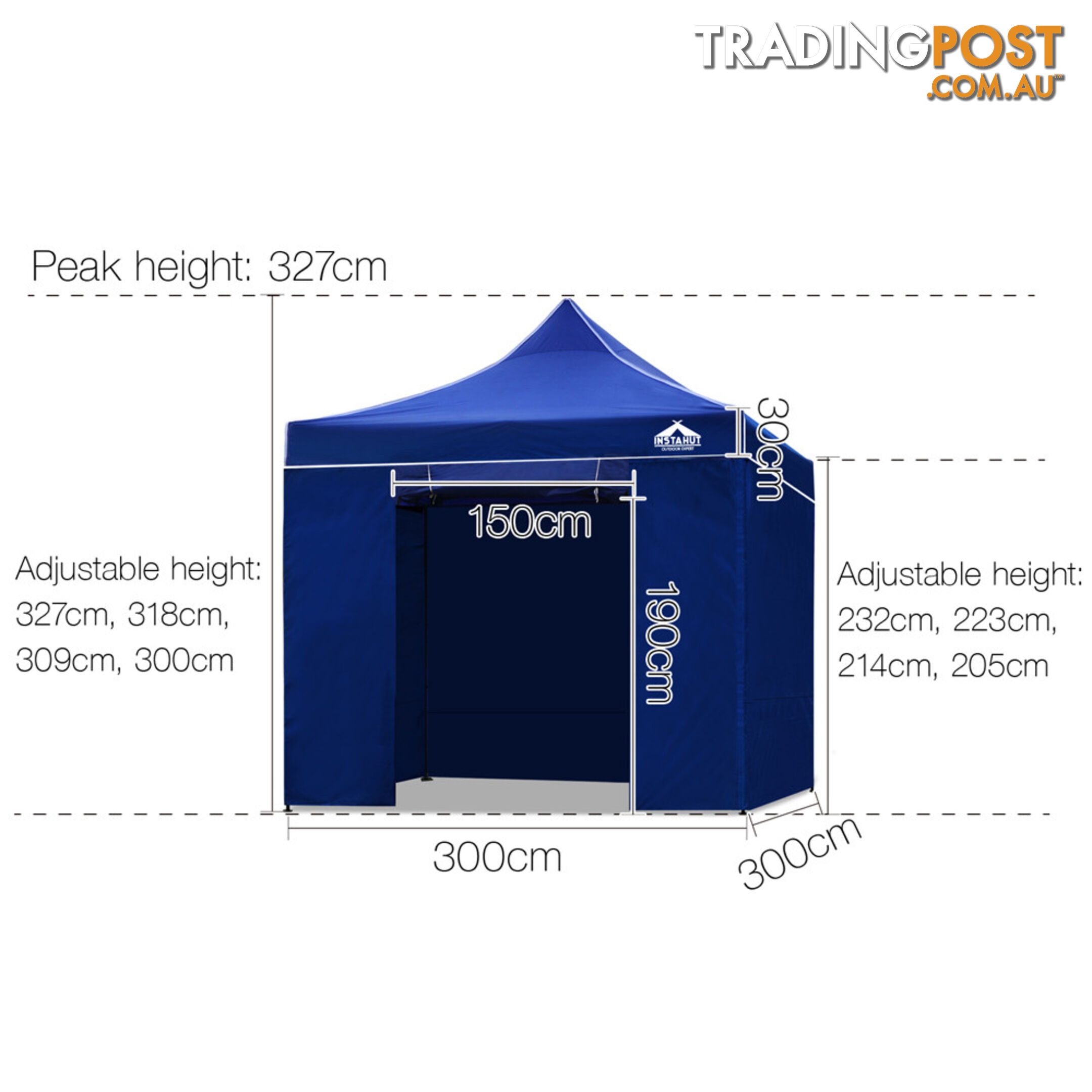 3x3 Pop Up Gazebo Hut with Sandbags Blue