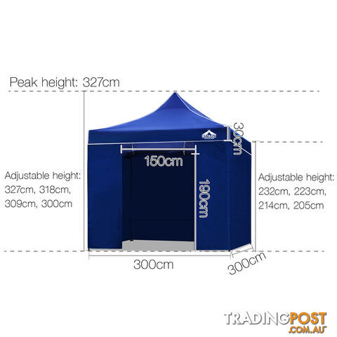 3x3 Pop Up Gazebo Hut with Sandbags Blue