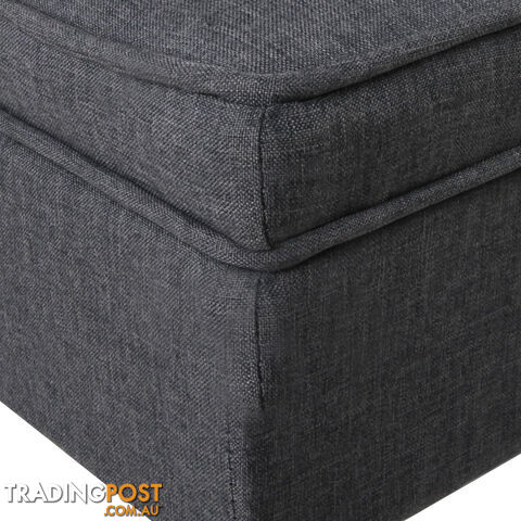 Linen Fabric Storage Ottoman  Grey