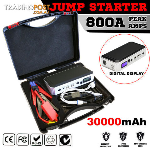 Portable Emergency Jump Starter 30000mAh Backup Power Bank Car Charger 12V 800A