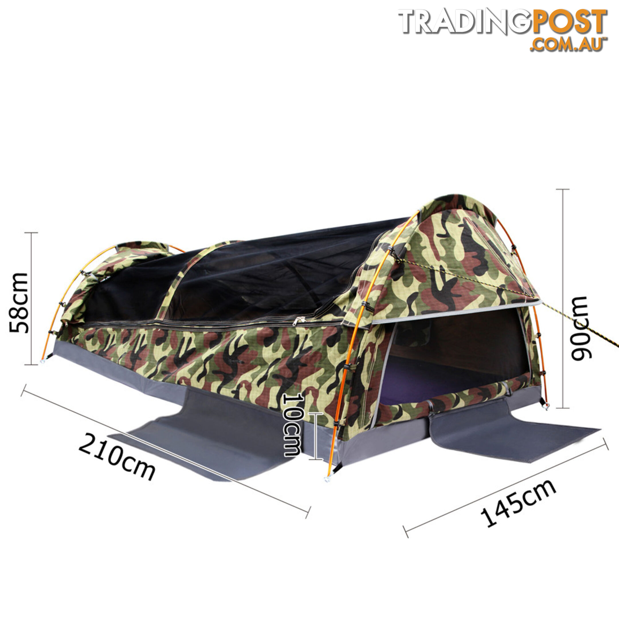 Double Camping Canvas Swag Tent Green Camouflage w/ Bag