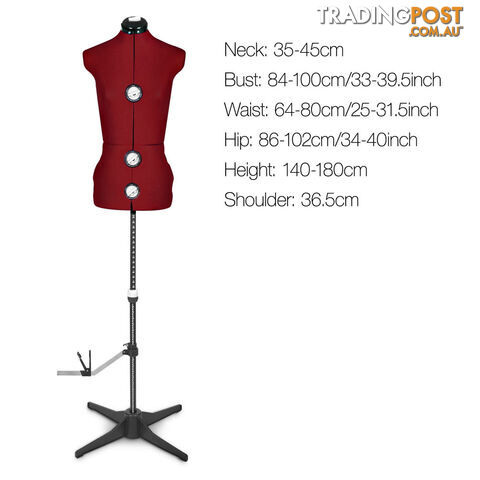 Adjustable Dressmaking Mannequin SZ8-14 - Wine