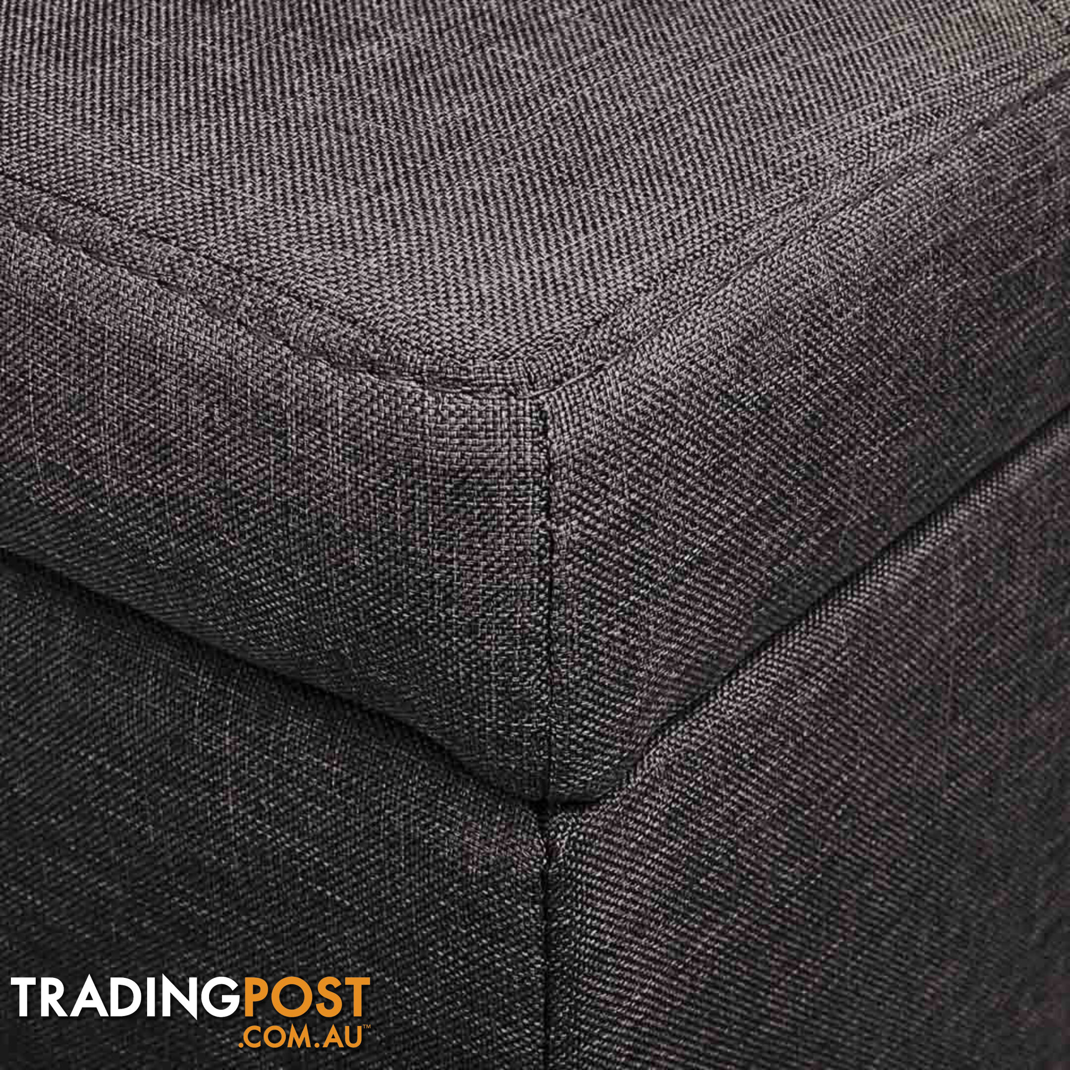 Linen Fabric Storage Ottoman Brown