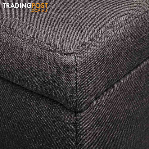 Linen Fabric Storage Ottoman Brown