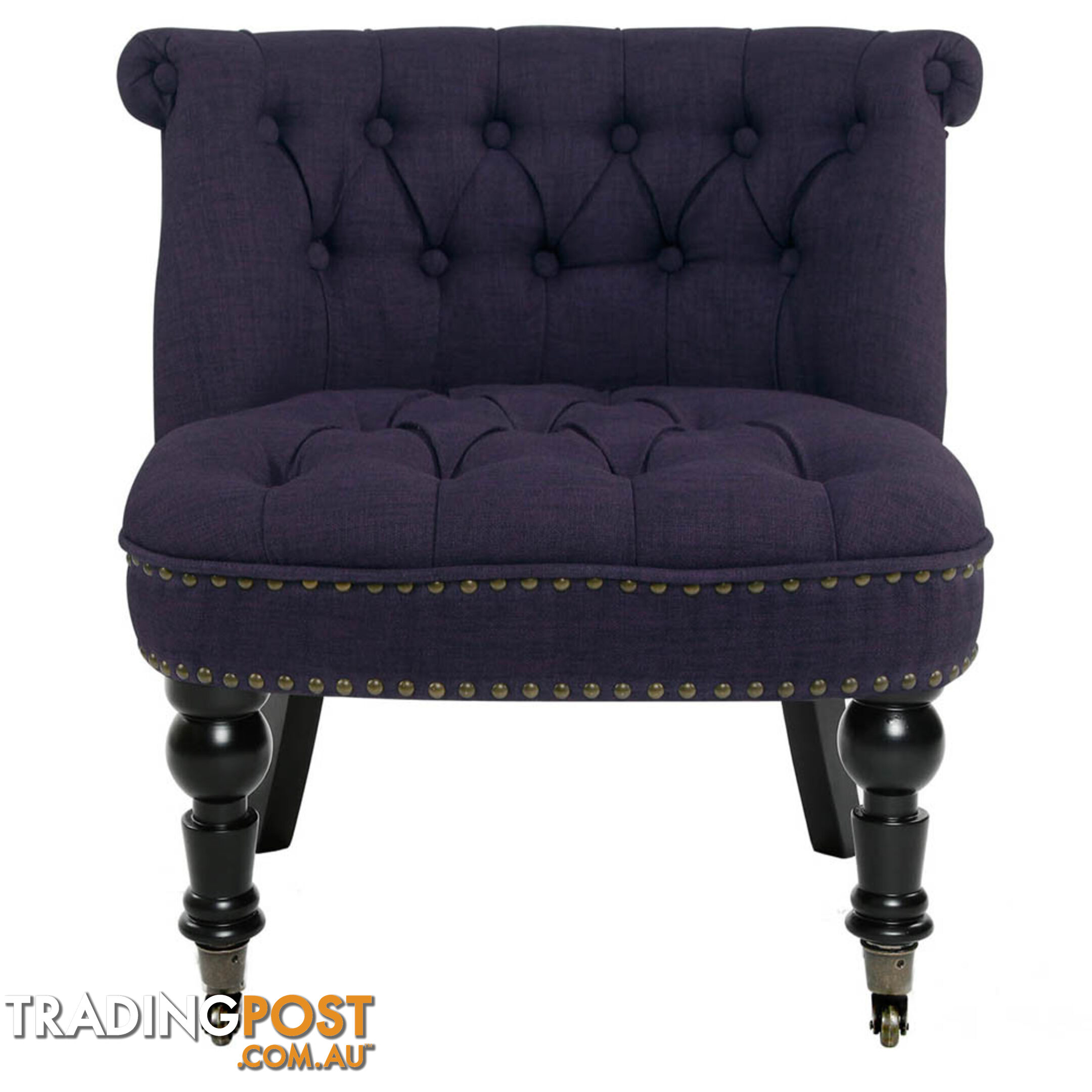 Lorraine Chair French Provincial Linen Fabric Sofa Dark Purple