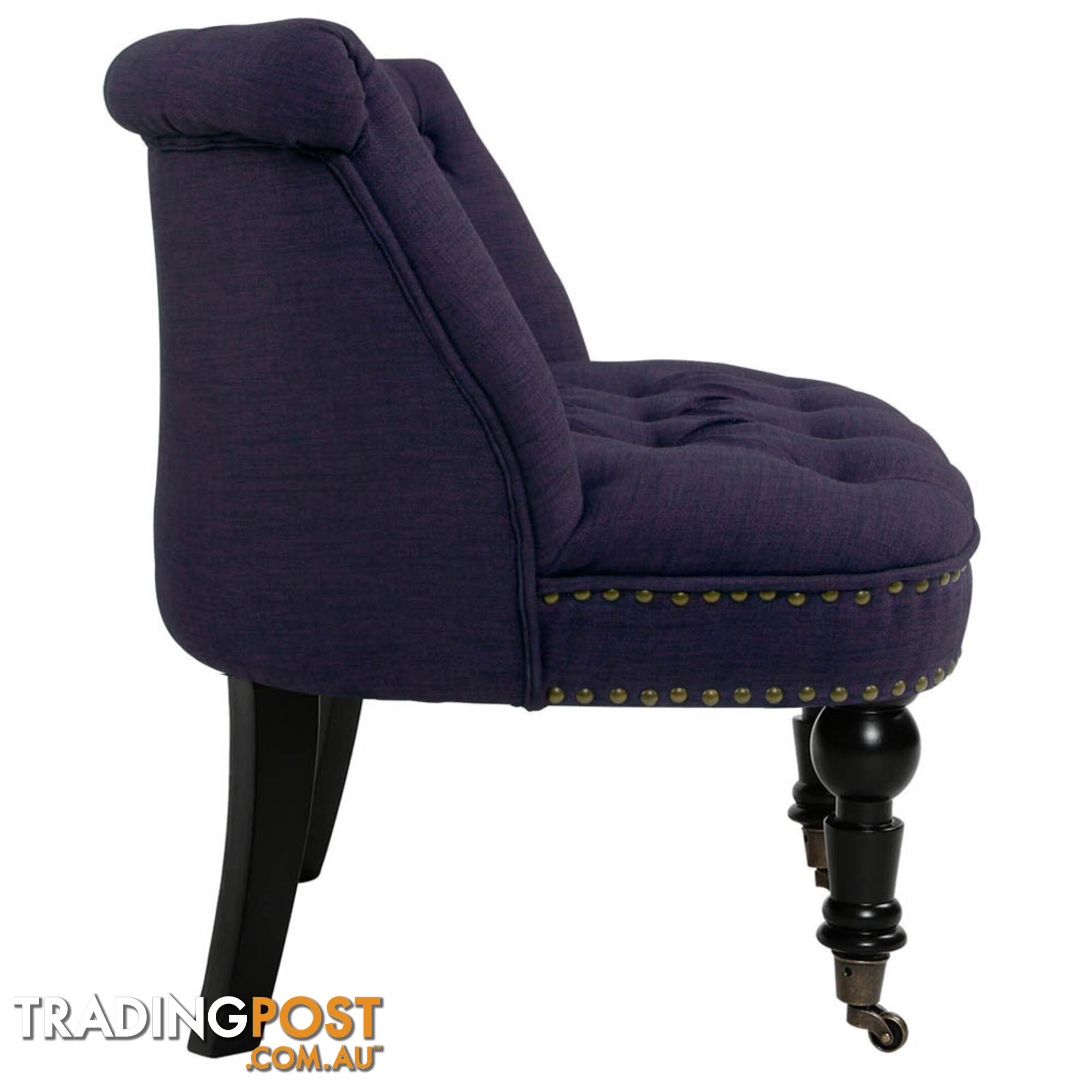 Lorraine Chair French Provincial Linen Fabric Sofa Dark Purple