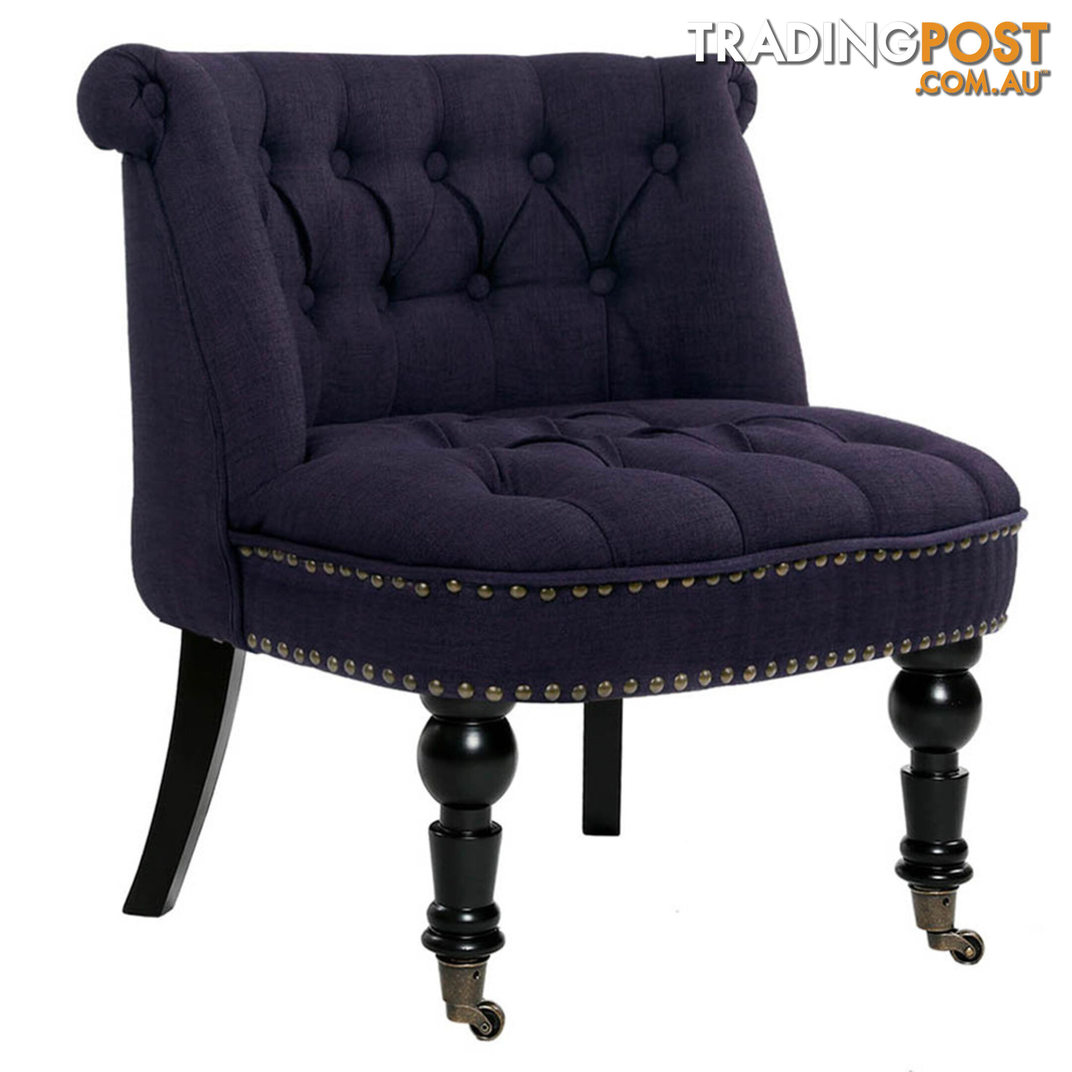 Lorraine Chair French Provincial Linen Fabric Sofa Dark Purple