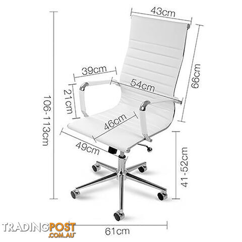 Eames Replica PU Leather High Back Executive Computer Office Chair White