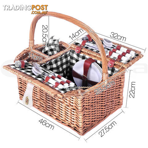 4 Person Picnic Basket Set with Blanket Black - photo 2 of 10