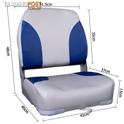 Set of 2 Swivel Folding Marine Boat Seats Grey Blue