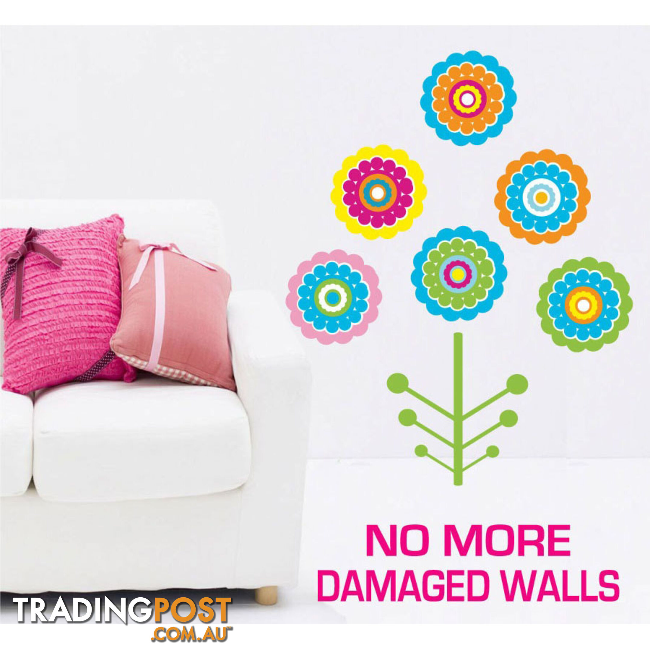 Large Size Colourful Flower Tree Wall Stickers - Totally Movable