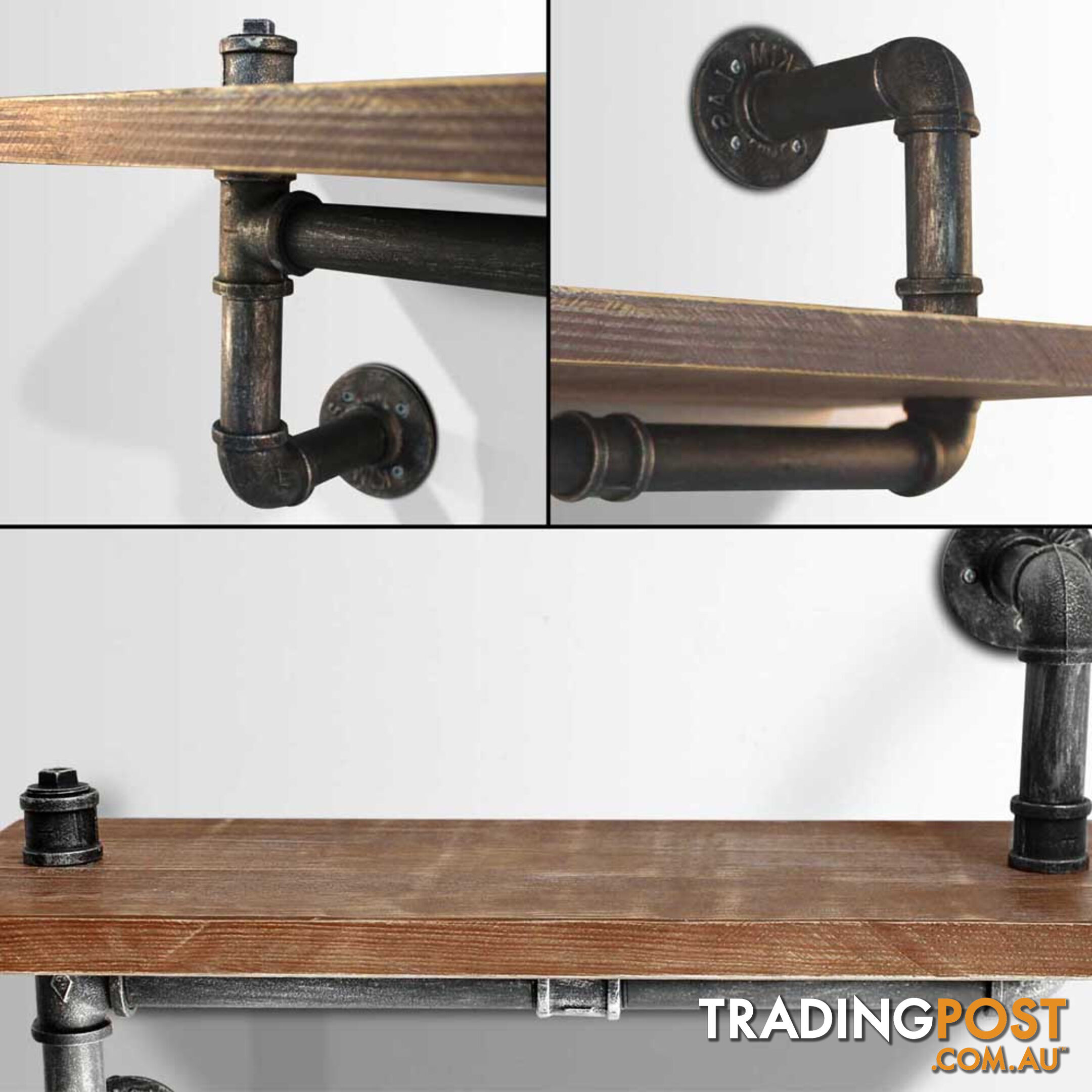 Rustic Industrial DIY Floating Pipe Shelf