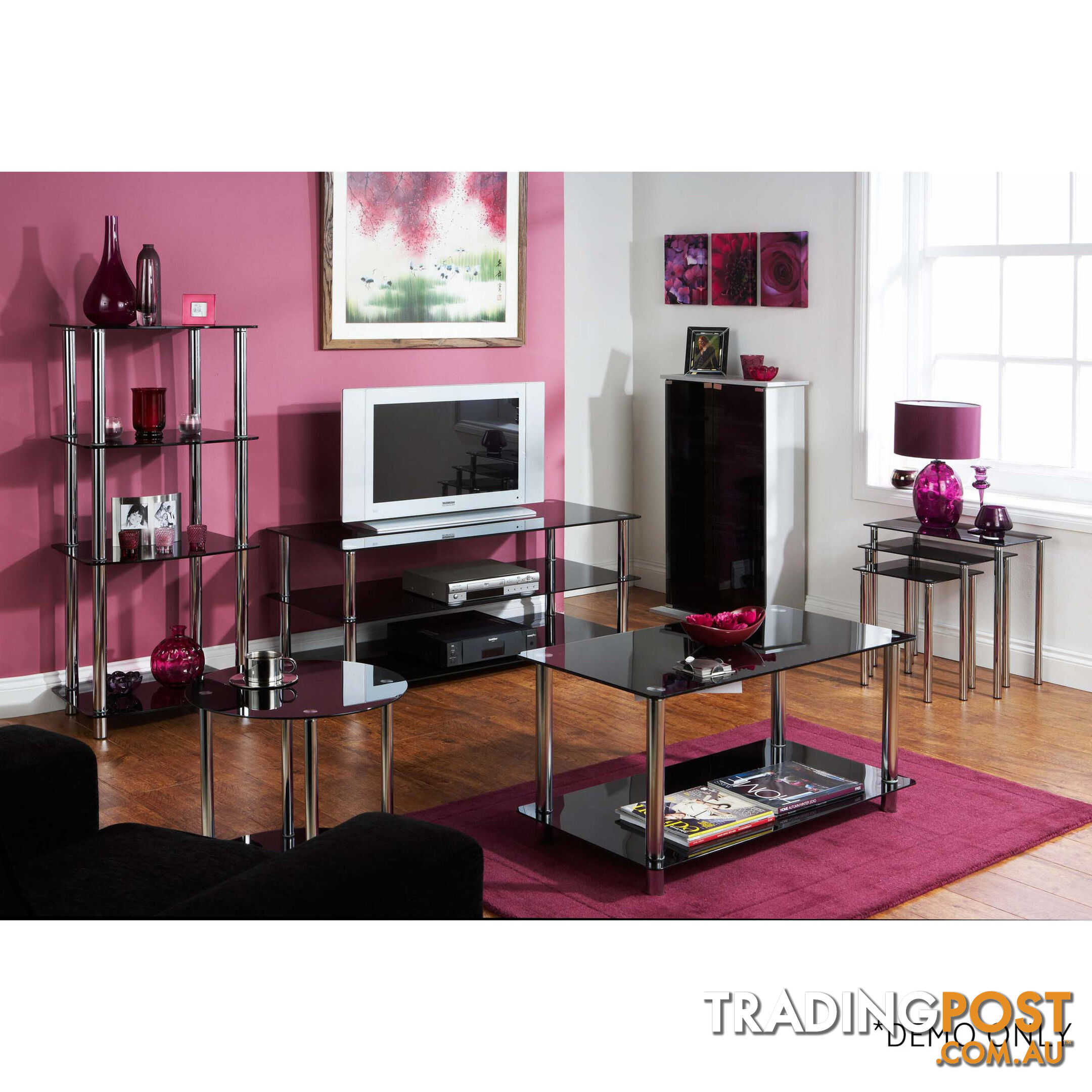 Amore Corner TV Unit 3 Shelf Black