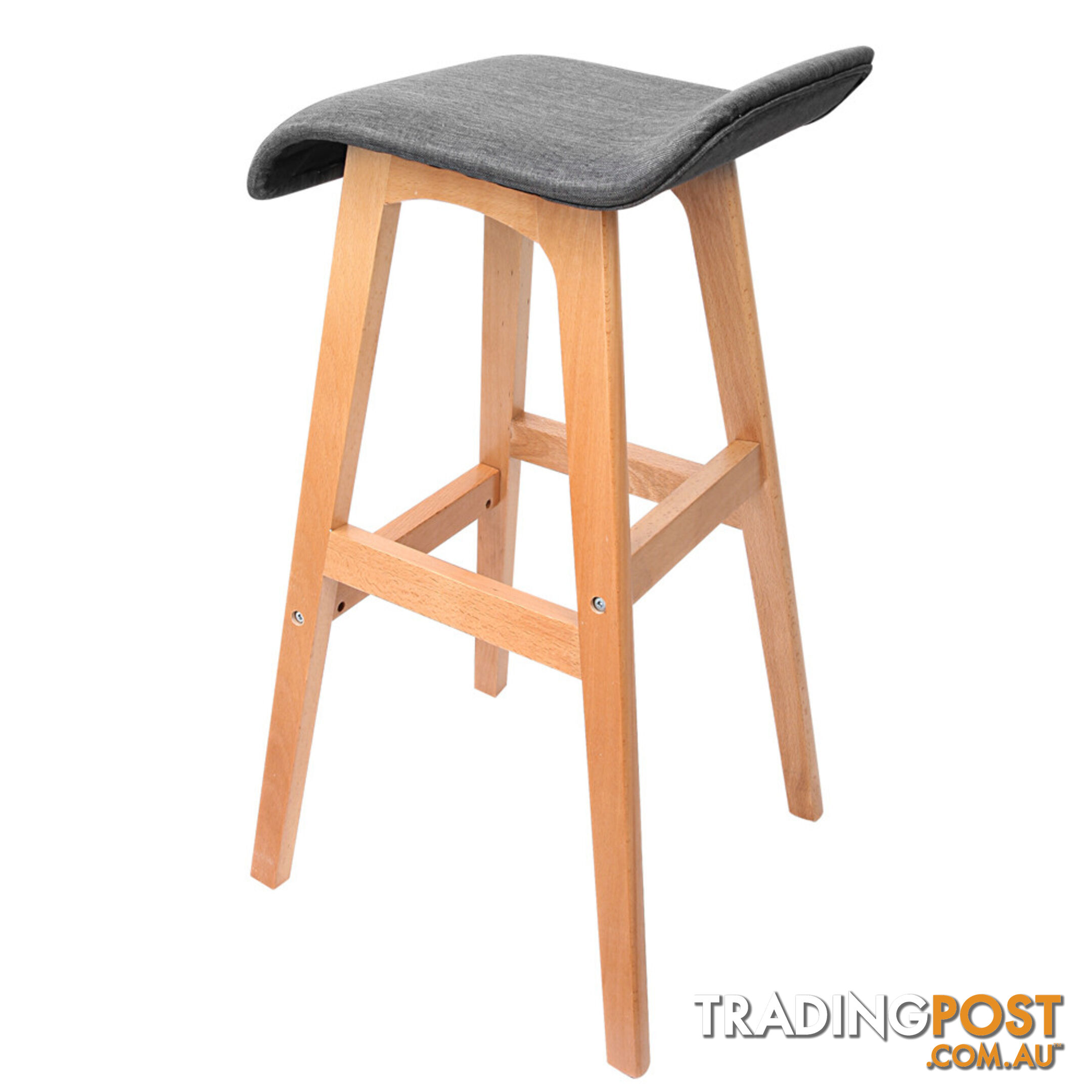 2 x Beech Wood Fabric Bar Stools - Black