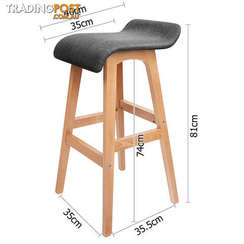 2 x Beech Wood Fabric Bar Stools - Black