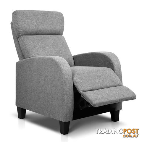 Linen Fabric Armchair Recliner - Grey