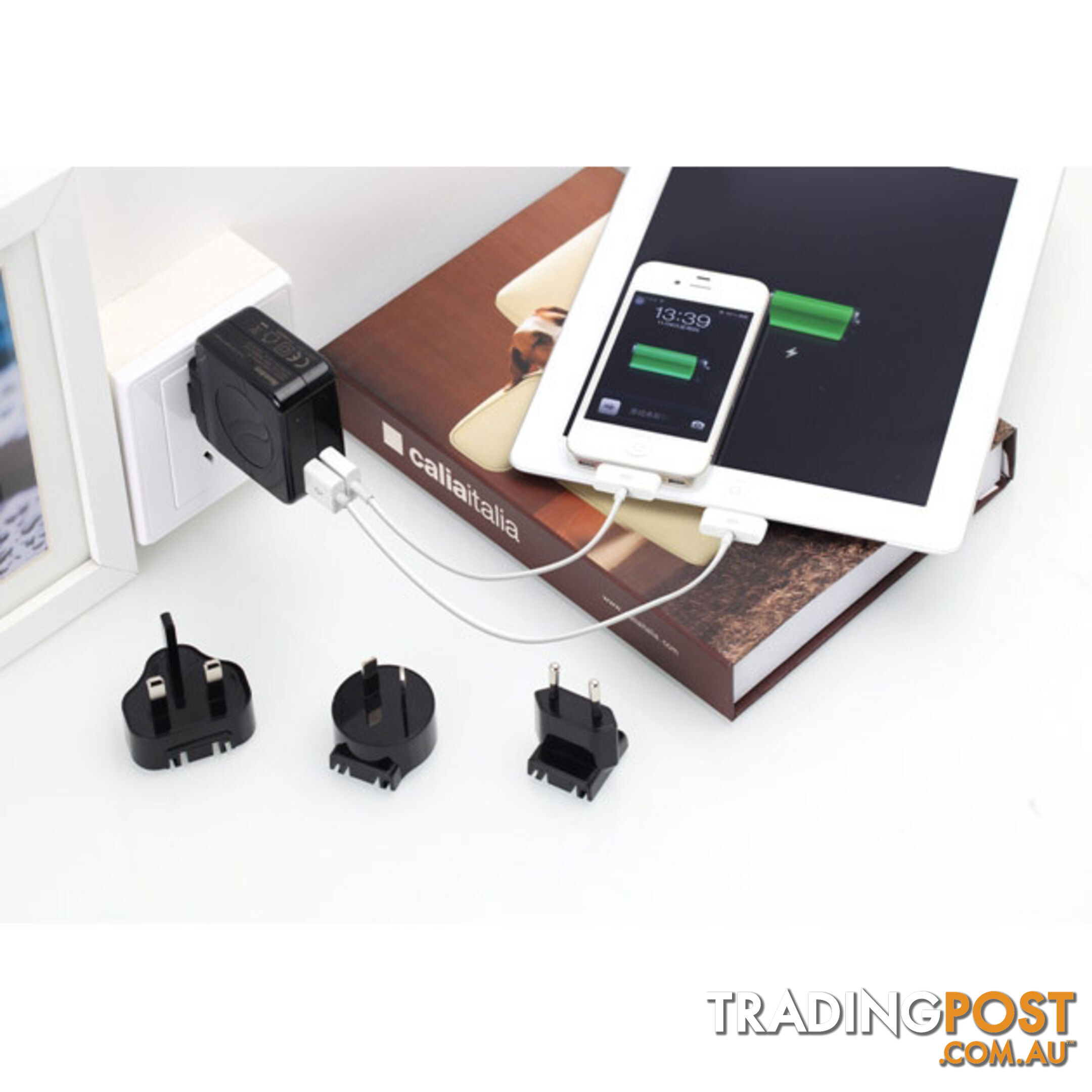 Huntkey TravelMate D204 Multi Plugs USB Wall Charger Adapter 4.2 A US UK EU AU Plugs with Car Charger