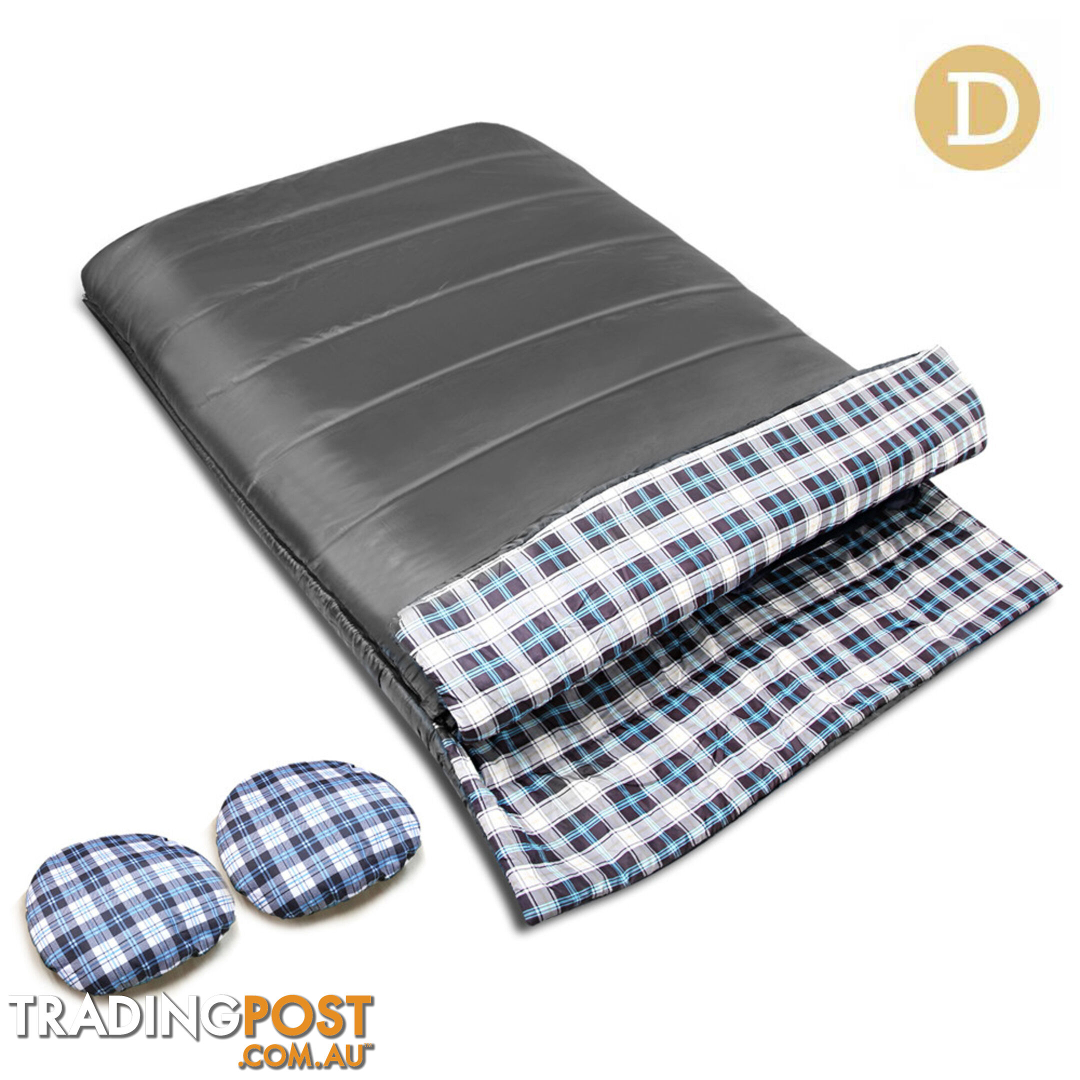 Camping Envelope Sleeping Bag Double Grey