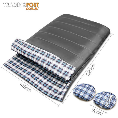 Camping Envelope Sleeping Bag Double Grey