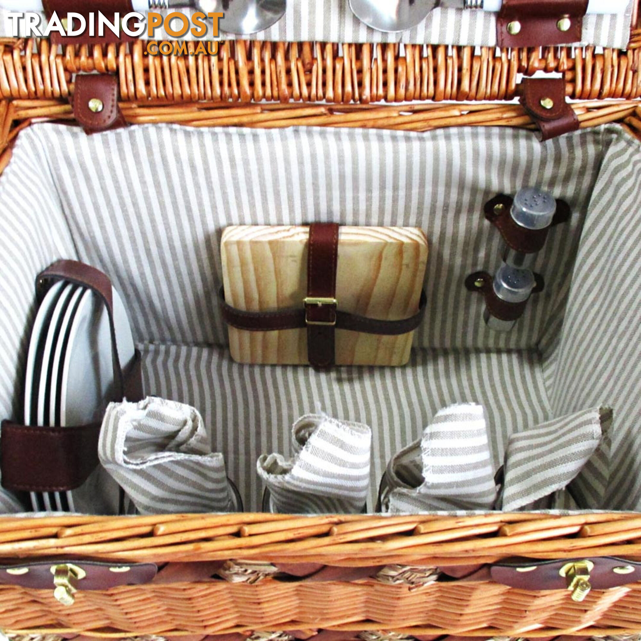 4 Person Picnic Basket Set w/ Cheese Board Blanket