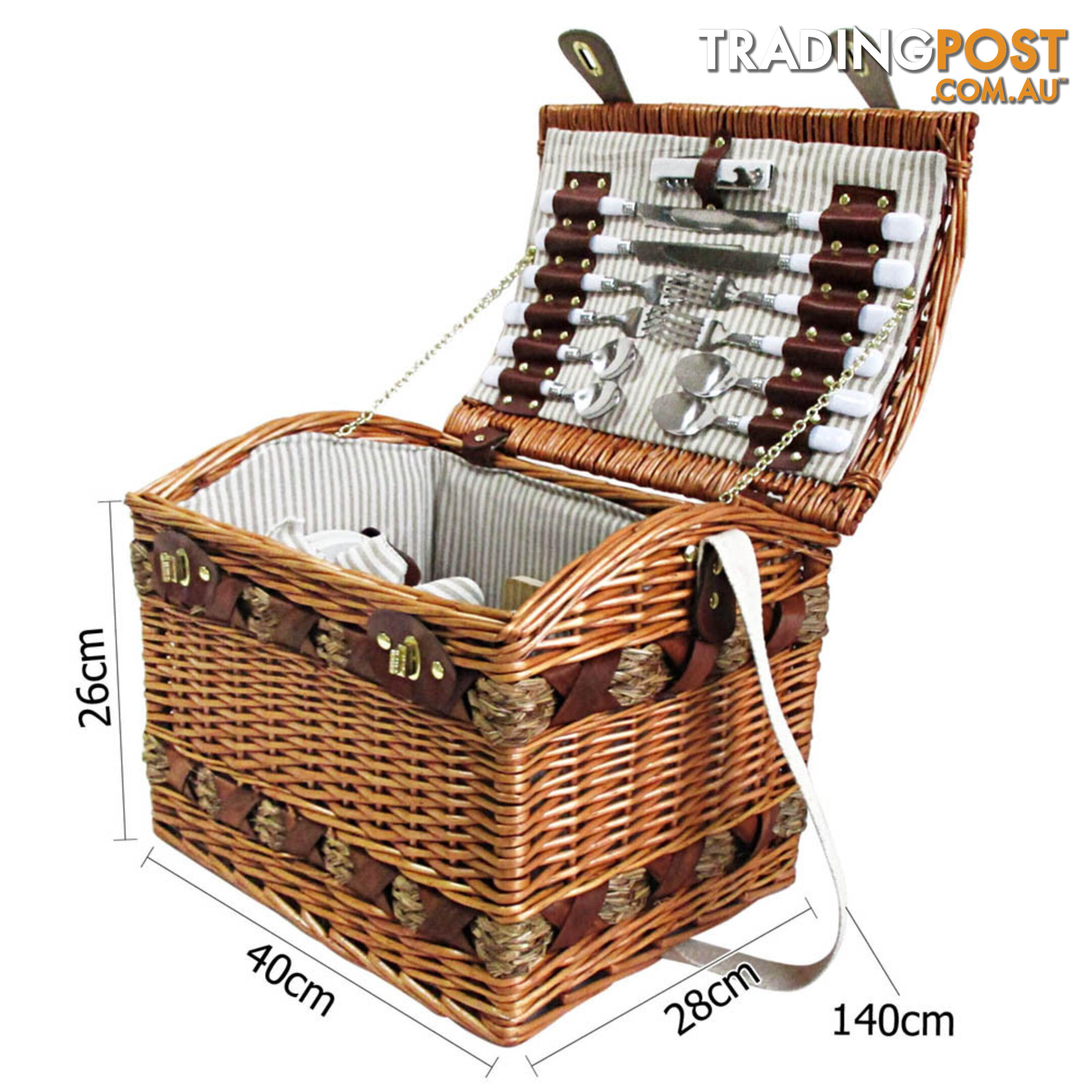 4 Person Picnic Basket Set w/ Cheese Board Blanket