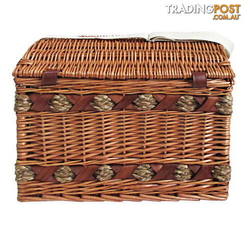 4 Person Picnic Basket Set w/ Cheese Board Blanket