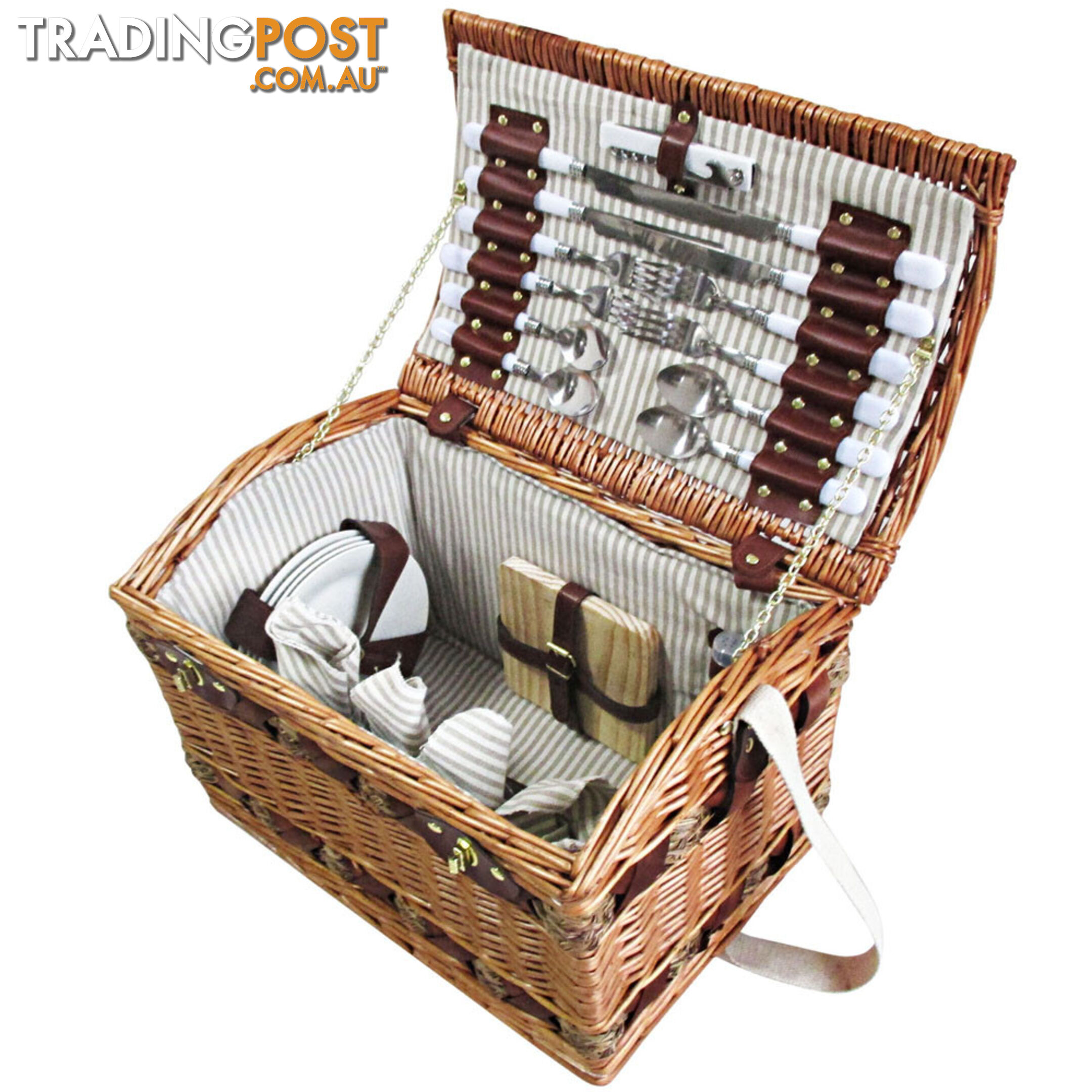 4 Person Picnic Basket Set w/ Cheese Board Blanket