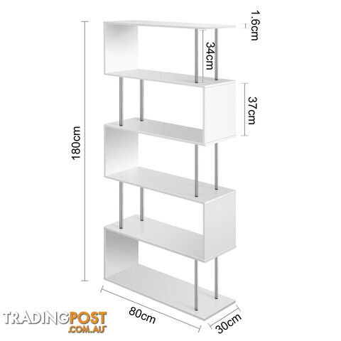 5 Tier Display/Book/Storage Shelf Unit White