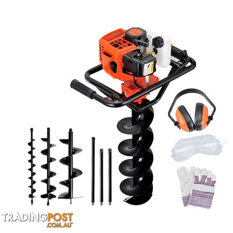 88cc Petrol Post Hole Digger Earth Auger Drill Kit Set