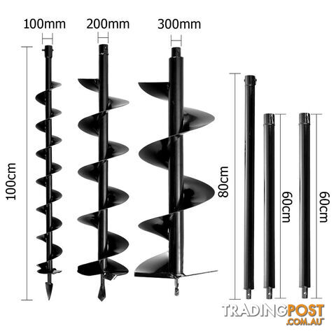 88cc Petrol Post Hole Digger Earth Auger Drill Kit Set