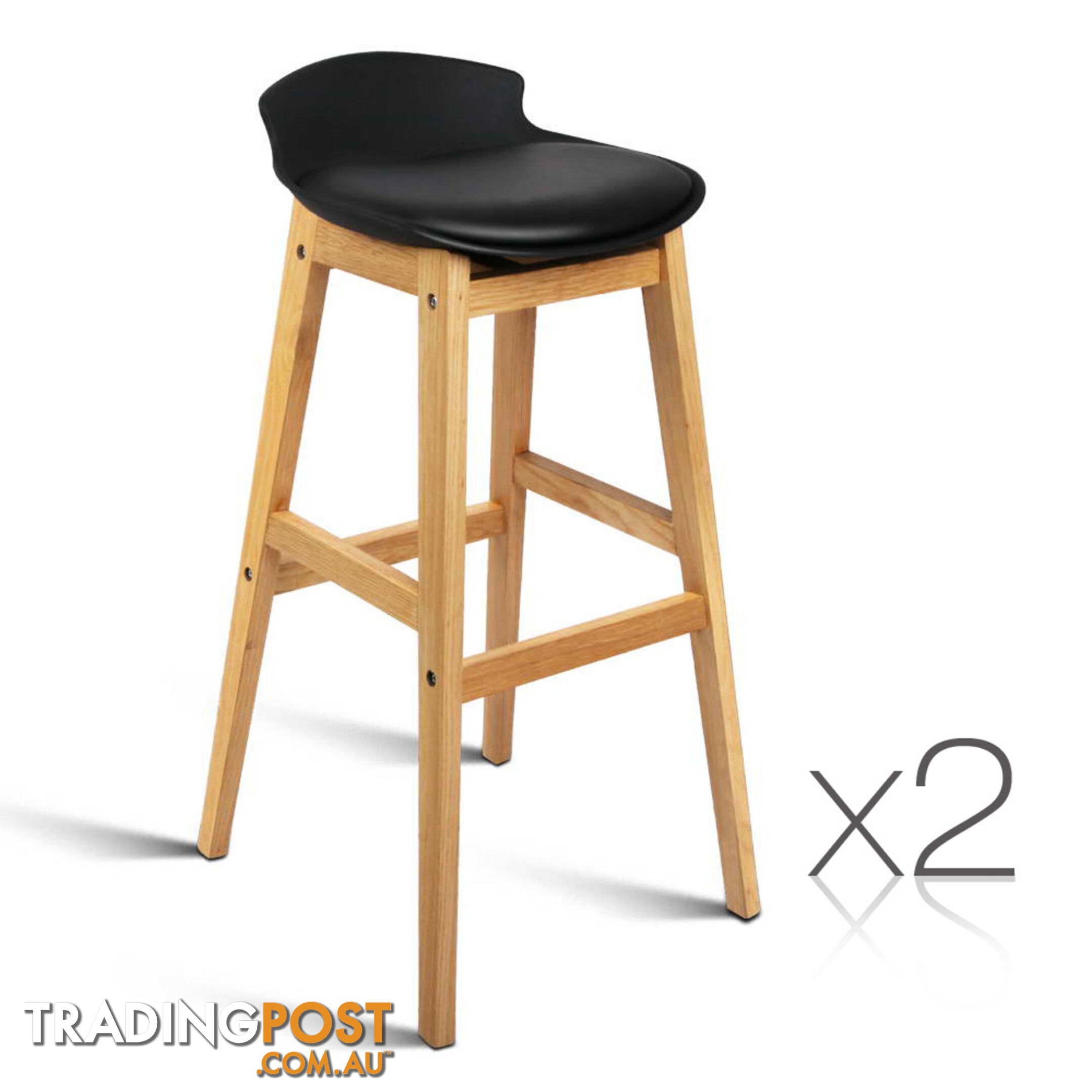 Set of 2 High Seat Back Barstools Black