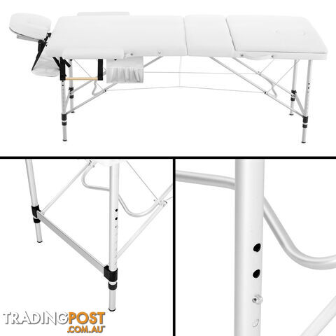 Portable Aluminium 3 Fold Massage Table Chair Bed White 60cm