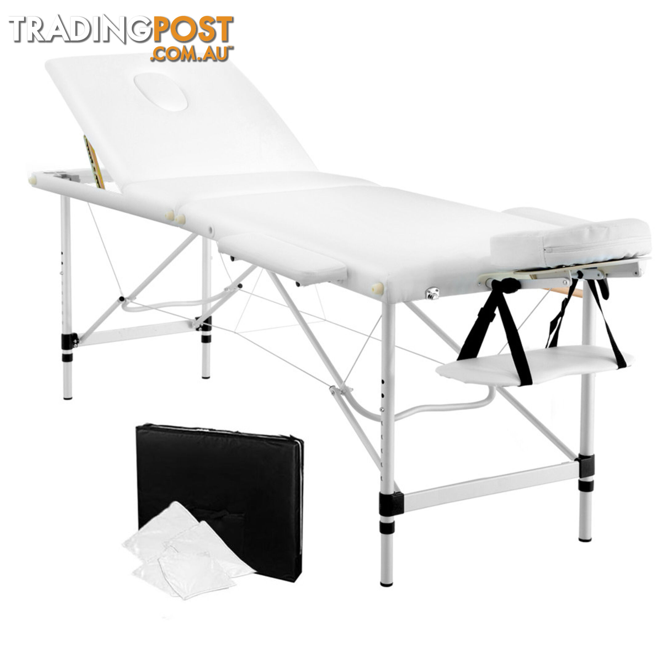 Portable Aluminium 3 Fold Massage Table Chair Bed White 60cm