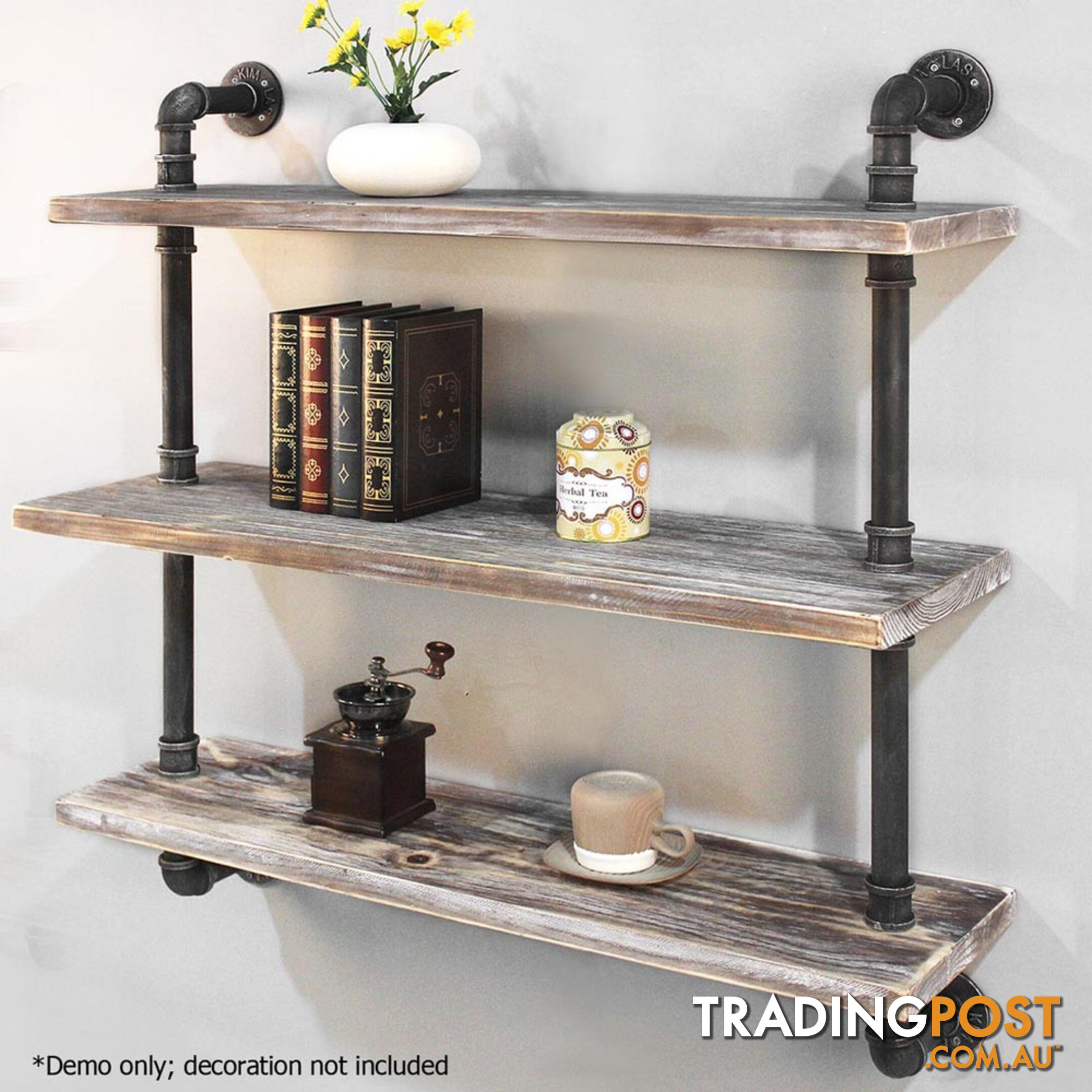 Rustic Industrial DIY Floating Pipe Shelf