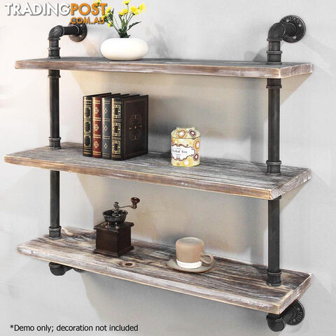 Rustic Industrial DIY Floating Pipe Shelf