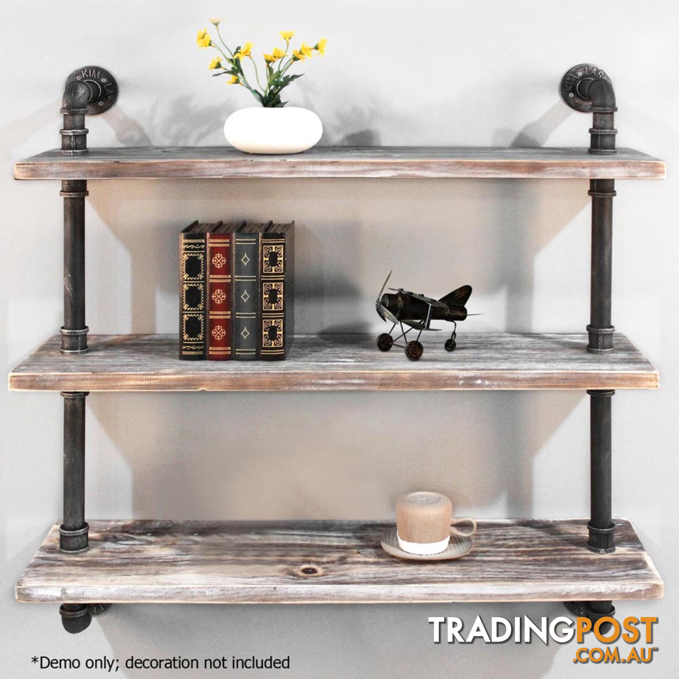 Rustic Industrial DIY Floating Pipe Shelf