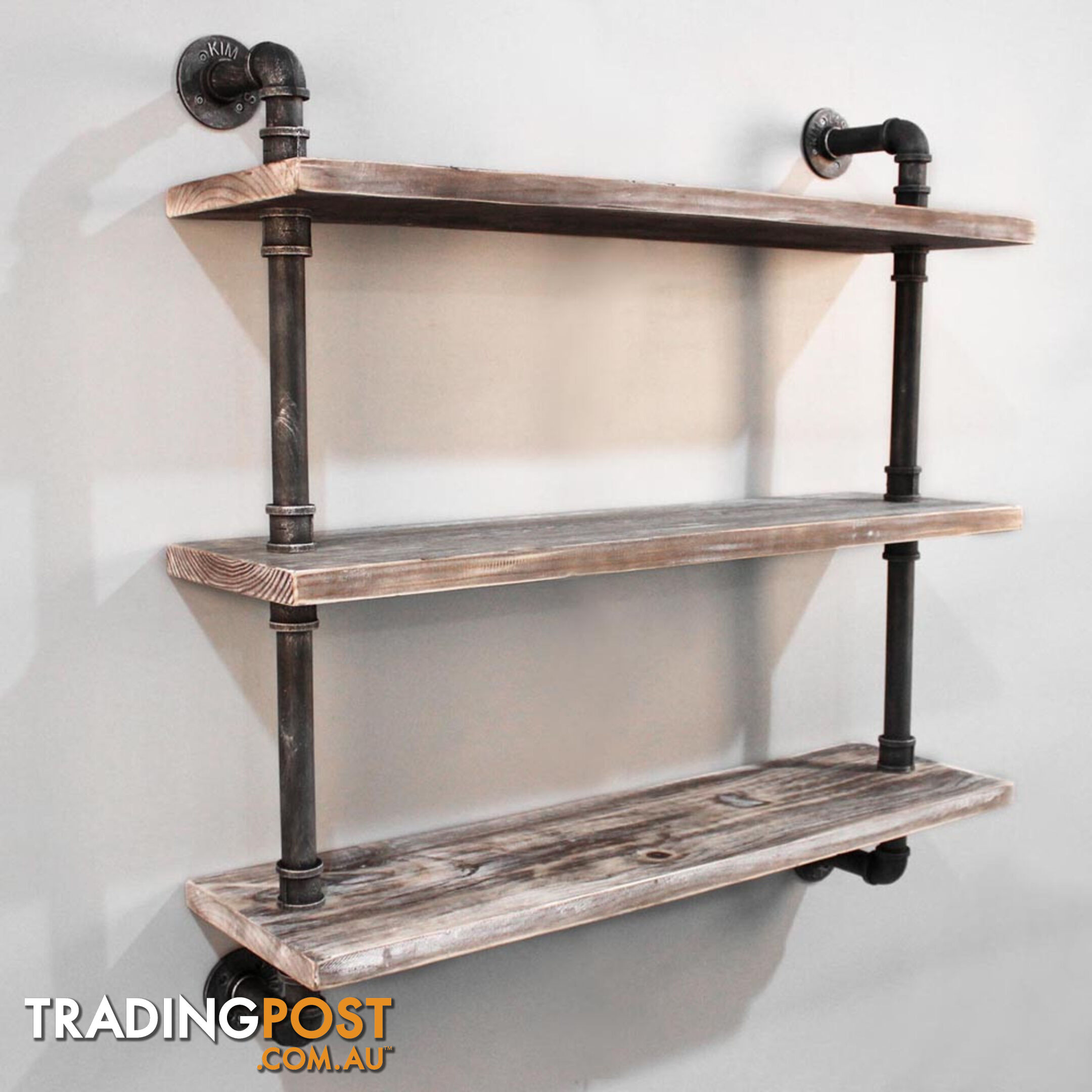 Rustic Industrial DIY Floating Pipe Shelf